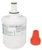 A white refrigerator water filter with instructions and a red cap next to it, on a white background. Náhľad obrázku produktu