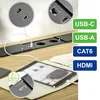 Tischsteckdose / Schreibtischsteckdose / Einbausteckdose / 2-fach / 1x USB A / 1x USB C / 1x HDMI / 1x RJ 45 Ethernet LAN / 1,5m Kabel Anteprima dell’immagine prodotto