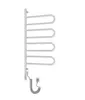 A silver electric towel warmer with four foldable arms, mounted on a white background. Podgląd zdjęcia produktu