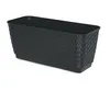 A black rectangular planter with a woven texture sits on a white background. Produktbild-Vorschau