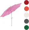 A pink patio umbrella is shown with several color swatches on the right side of the image. Náhľad obrázku produktu