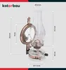 A vintage-style oil lamp with a mirror attachment, shown with dimensions indicated by measurement lines and text. Podgląd zdjęcia produktu