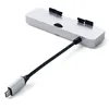A silver USB-C hub with a black cable and USB-C connector, shown on a white background. Produktbild-Vorschau