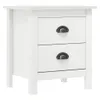 vidaXL Nachttisch Hill 2 Stk. Weiß 46x35x49,5 cm Massivholz Produktbild-Vorschau 3