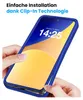 Hands holding a blue phone case around a smartphone. Produktbild-Vorschau
