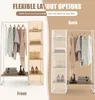 A split image showing a clothing rack and shelving unit from two different angles, highlighting its flexible layout options. Náhľad obrázku produktu