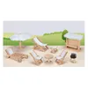 Goki Puppenhaus Gartenmöbel Holz Set 9-teilig mit Grill Produktbild-Vorschau 2
