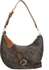 A brown Valentino Bags Beuteltasche Regina handbag with a repeating logo pattern and a tan strap. Produktbild-Vorschau