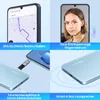 Collage of a smartphone showcasing its features like GPS, Face ID, SIM card slot, headphone jack, and speaker. Produktbild-Vorschau