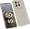 A phone case is shown next to a smartphone displaying a lock screen. Produktbild-Vorschau