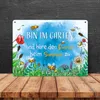 Bin im Garten Metallschild XXL in 28x38 cm mit Blumenwiese Produktbild-Vorschau 4