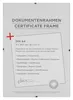 A close-up of a certificate frame with product information and specifications. Produktbild-Vorschau