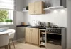 A small, modern kitchen with light wood cabinets and white subway tile backsplash. Anteprima dell’immagine prodotto