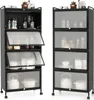Two black metal kitchen storage shelves with glass doors are shown side-by-side. Produktbild-Vorschau