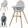 A collage of a child sitting in a high chair and a close-up of the high chair. Anteprima dell’immagine prodotto
