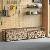 vidaXL Stojak na drewno opałowe czarny 50x30x209 cm stalowy Podgląd zdjęcia produktu 4