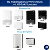 A collage of different hand towel dispensers and their product numbers, with German text describing their use. Podgląd zdjęcia produktu