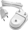 A white electric toothbrush charging station with a white power cord and plug. Produktbild-Vorschau