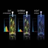 Three aquarium setups are shown under different lighting conditions: Day, Daybreak, and Night. Each setup includes a small aquarium with plants and rocks, and a light spectrum graph next to it. Anteprima dell’immagine prodotto