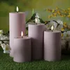 LED Stumpenkerze MIA - Kunststoff - realistische 3D Flamme - H- 10cm - outdoor - pastell lila Produktbild-Vorschau