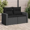 vidaXL Canapé de jardin avec coussins 2 places noir poly Voir les images du produit 2