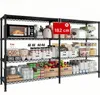 A black metal shelving unit filled with various kitchen items and food products, presented against a white background. Voir les images du produit