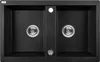 Design Granitspüle 2 Becken Schwarz  480x780x185 mm Produktbild-Vorschau 1