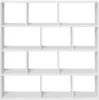 A white, empty cube shelf unit with 12 compartments. Voir les images du produit