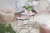 Tavolo design rotondo ø 50/42 cm - 2 pezzi bianco argento Anteprima dell’immagine prodotto 2