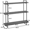 A three-tiered shelf unit with dimensions indicated by measurement lines and text. Náhľad obrázku produktu