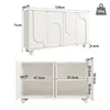 A diagram showing the dimensions of a white sideboard. Produktbild-Vorschau