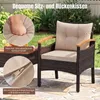 Set da giardino in rattan da 3 pezzi con tavolo in acacia e Anteprima dell’immagine prodotto 5