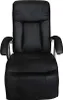 A black leather massage chair is shown from a front-facing, slightly elevated angle against a white background. Náhled obrázku produktu