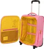 An open pink suitcase with a yellow interior, showing the inside compartments. Anteprima dell’immagine prodotto