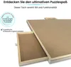 A close-up view of a puzzle table with drawers, highlighting its features and design. Produktbild-Vorschau