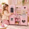 Rijoka Kinderküche aus Holz - Rosa mit Herz - Spielküche Produktbild-Vorschau 2