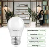 A woman is on the phone in an office setting, with a light bulb in the foreground and product specifications listed on the right. Produktbild-Vorschau