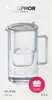 A product shot of a clear glass water filter jug with a gray lid and handle, placed on a white background. Produktbild-Vorschau