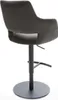 A dark gray bar stool with a black metal base and stem, shown from the back. Produktbild-Vorschau