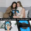 Two women sitting on a couch looking at a tablet case, with close-up shots of the tablet case features below. Voir les images du produit