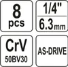 Four white squares with black text and numbers, likely indicating product specifications. Anteprima dell’immagine prodotto