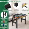 A foosball table is shown in a living room setting, with close-up insets highlighting its features. Podgląd zdjęcia produktu