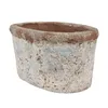 Clayre & Eef Blumentopf 19x11x10 cm Beige Blau Terrakotta Voir les images du produit 3