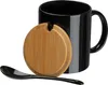 Keramiktasse mit Löffel und Bambusdeckel / Farbe: schwarz Produktbild-Vorschau 5