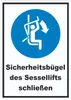 Sicherheitsbügel des Sessellifts schließen Schild A2 Produktbild-Vorschau 1