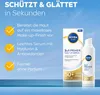 A product shot of Nivea Sun 2in1 Primer Daily UV Serum with marketing text and feature callouts against a sky background. Produktbild-Vorschau