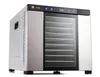 A stainless steel food dehydrator with a glass door and digital display, shown against a white background. Podgląd zdjęcia produktu