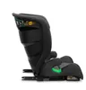 Side view of a black car seat with gray accents and a green adjustment lever. Náhled obrázku produktu