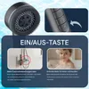 Collage showing a shower head, controls, and a child in a bathtub. Produktbild-Vorschau