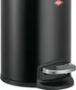 A close-up of a black pedal bin with a silver pedal. Náhled obrázku produktu